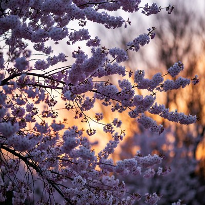 Cherry Blossoms at Sunset