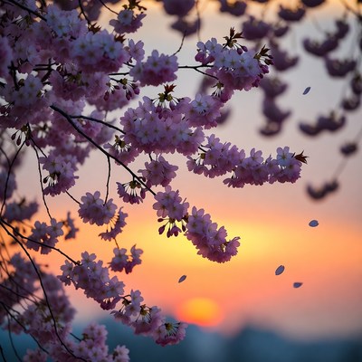 Cherry Blossoms at Sunset