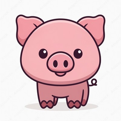 Cute pink pig illustration
