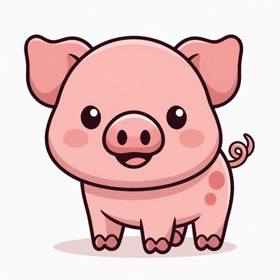 Cute pink cartoon pig