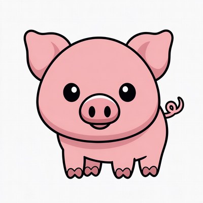Cute pink pig illustration