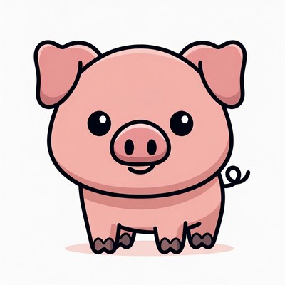 Cute cartoon pink pig