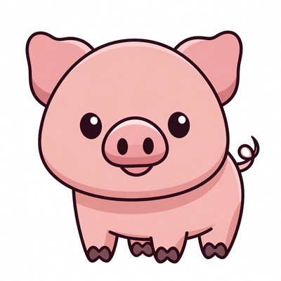 Cute pink pig illustration