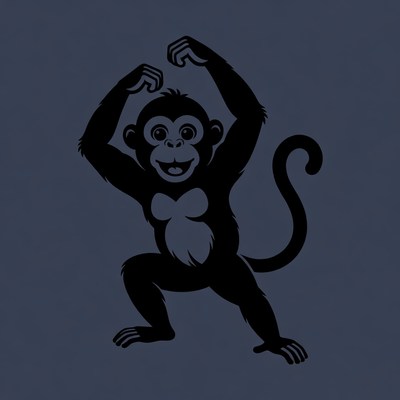 Cartoon monkey flexing muscles