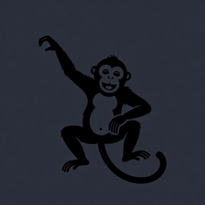 Cartoon monkey dancing silhouette