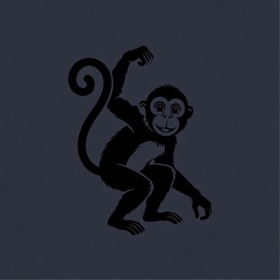 Cartoon monkey flexing arm