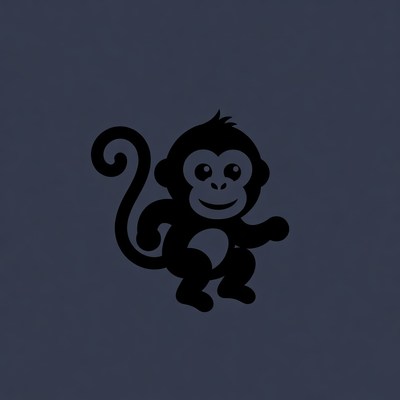 Cartoon monkey dancing silhouette