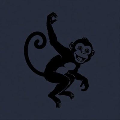 Cartoon monkey jumping playfully