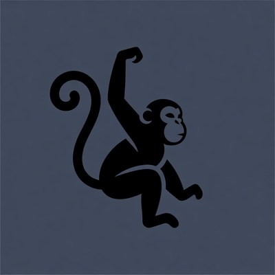 Black silhouette monkey flexing arm