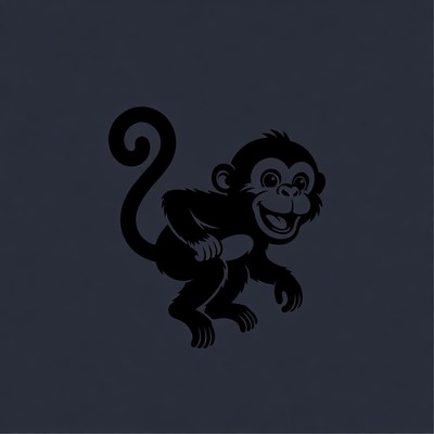 Cartoon monkey holding banana