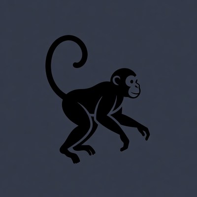 Black silhouette monkey illustration