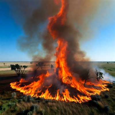 Massive Fire Whirl in Grassland