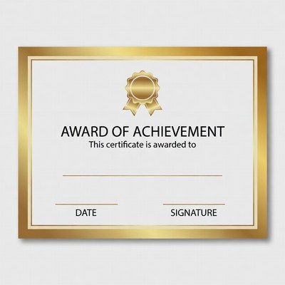 Gold Achievement Award Certificate Template