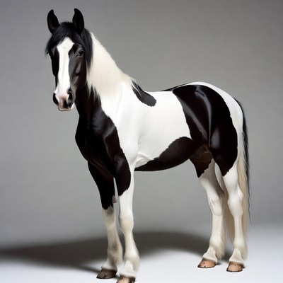 Black and white horse standing