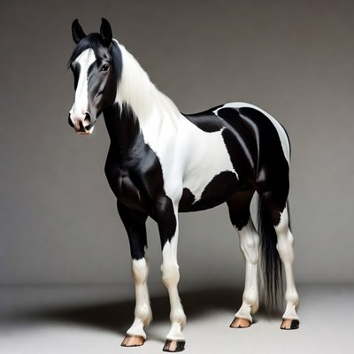 Black and white horse standing