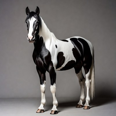 Black and white horse standing