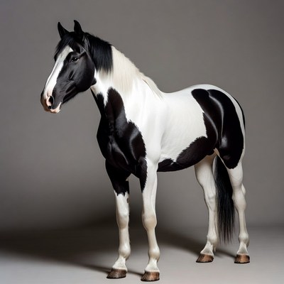 Black and white horse standing