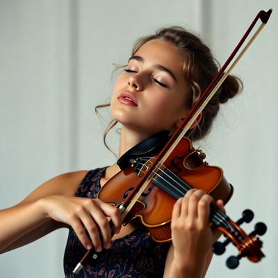 Young woman playing violin
