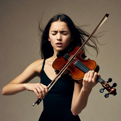 Asian woman playing violin