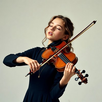 Young girl playing violin