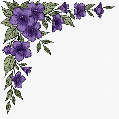 Purple Flowers Vine Illustration