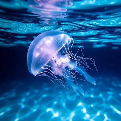 Pink Jellyfish Swimming Underwater