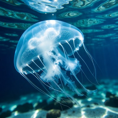 Glowing Jellyfish Underwater