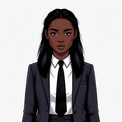 African-American woman in suit and tie