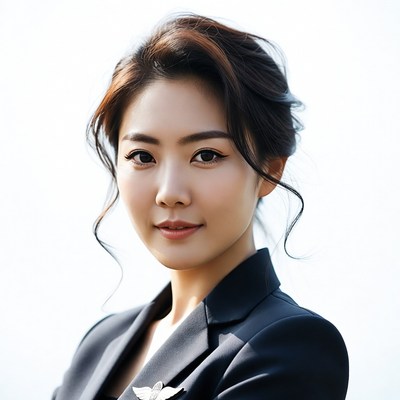 Asian woman in black suit