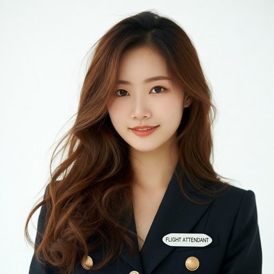 Asian flight attendant smiling