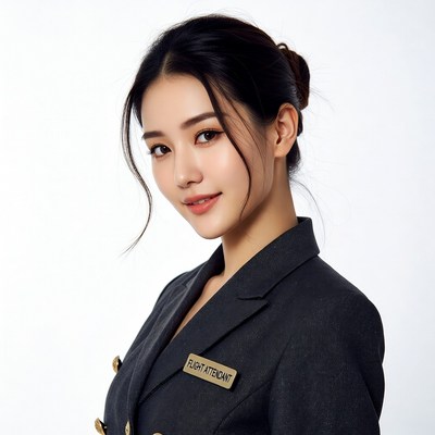 Asian flight attendant in uniform