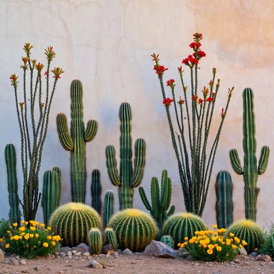 Cacti against beige wall