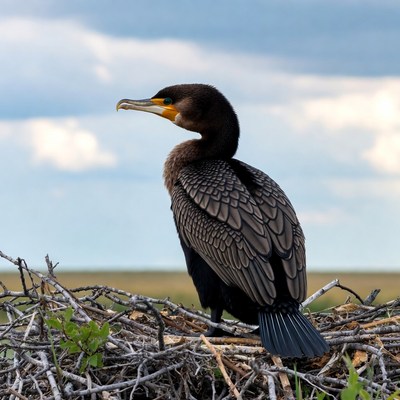 Double-crested Cormorant on Nest