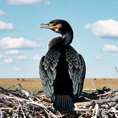 Double-crested Cormorant on Nest