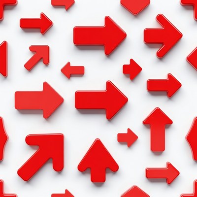 Red 3D Arrows on White Background