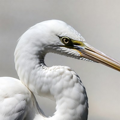 Close-up of white heron head