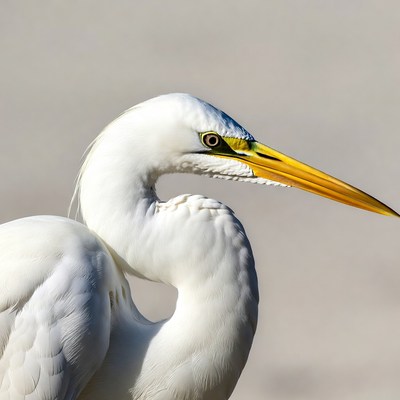 Great Egret with yellow beak