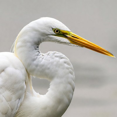 Great Egret with yellow beak
