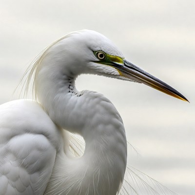 Close-up white egret portrait