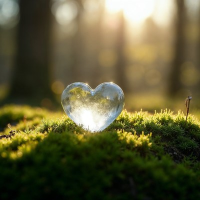 Crystal Heart on Forest Moss