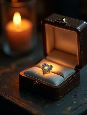 Heart Diamond Ring in Open Box