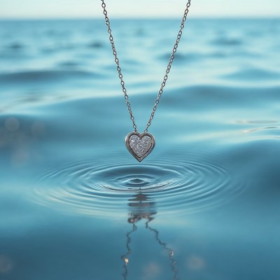 Heart Necklace in Ocean Water