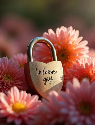 Heart Lock in Love with Pink Daisies