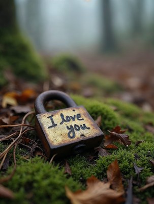 I Love You Lock in Forest Moss