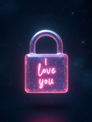 Glowing Lock with I Love You