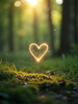 Glowing Heart in Forest