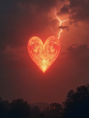 Glowing Heart Lightning Storm