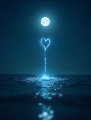 Glowing Heart from Moon to Sea