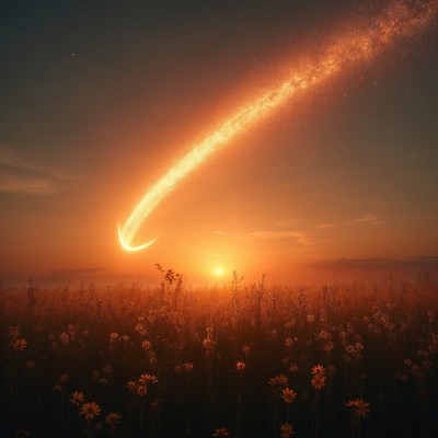 Shooting Star over Sunset Field