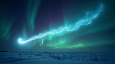 Vibrant Aurora Borealis over Snowy Landscape